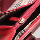 BURBERRY Hand Bag Leather Red Gold Auth 196605-22