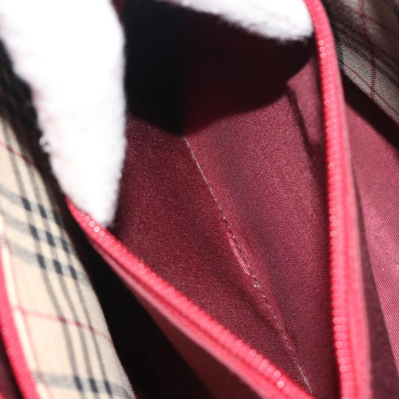 BURBERRY Hand Bag Leather Red Gold Auth 196605