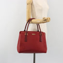 BURBERRY Hand Bag Leather Red Gold Auth 196605-25