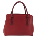 BURBERRY Hand Bag Leather Red Gold Auth 196605-3