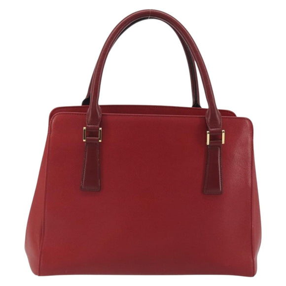 BURBERRY Hand Bag Leather Red Gold Auth 196605