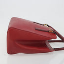 BURBERRY Hand Bag Leather Red Gold Auth 196605-4