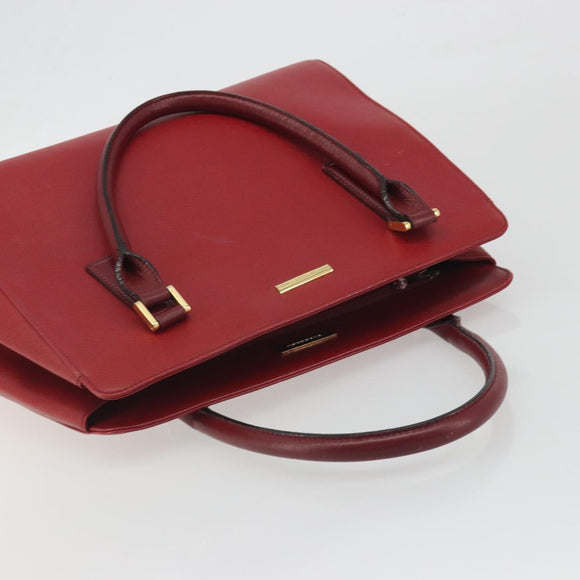 BURBERRY Hand Bag Leather Red Gold Auth 196605
