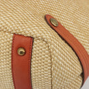 BURBERRY Blue Label Tote Bag Straw Leather Beige Gold Auth 196608-10