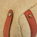 BURBERRY Blue Label Tote Bag Straw Leather Beige Gold Auth 196608-11