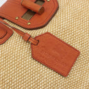 BURBERRY Blue Label Tote Bag Straw Leather Beige Gold Auth 196608-15