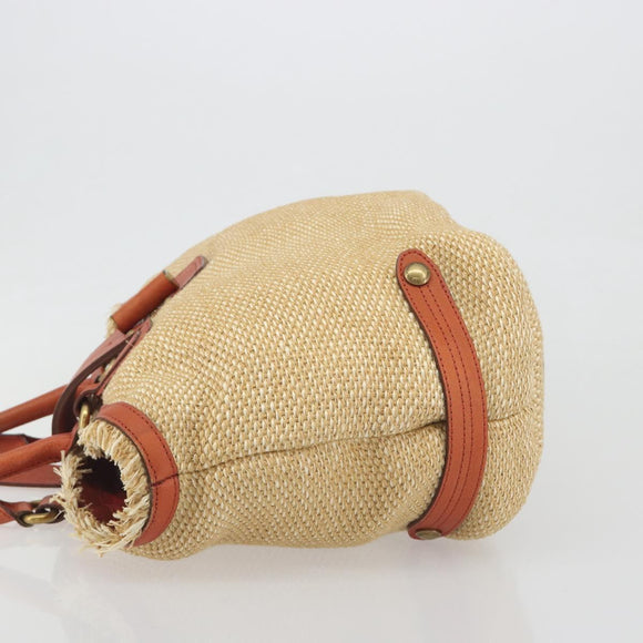 BURBERRY Blue Label Tote Bag Straw Leather Beige Gold Auth 196608