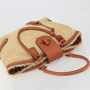 BURBERRY Blue Label Tote Bag Straw Leather Beige Gold Auth 196608-6
