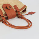 BURBERRY Blue Label Tote Bag Straw Leather Beige Gold Auth 196608-7