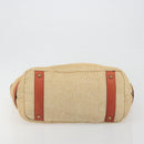 BURBERRY Blue Label Tote Bag Straw Leather Beige Gold Auth 196608-9