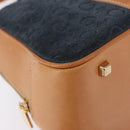 CELINE C Macadam Canvas Hand Bag Suede Navy Gold Auth 196609-12