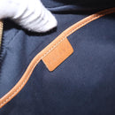 CELINE C Macadam Canvas Hand Bag Suede Navy Gold Auth 196609-15
