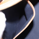 CELINE C Macadam Canvas Hand Bag Suede Navy Gold Auth 196609-19