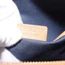 CELINE C Macadam Canvas Hand Bag Suede Navy Gold Auth 196609-20