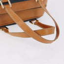 CELINE C Macadam Canvas Hand Bag Suede Navy Gold Auth 196609-7