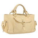 CELINE Boogie Bag Leather Beige Gold Auth 196610-1