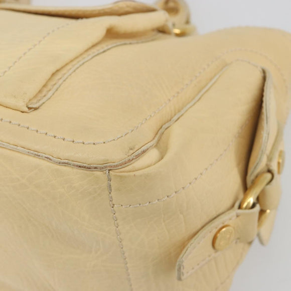 CELINE Boogie Bag Leather Beige Gold Auth 196610