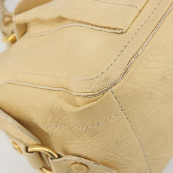 CELINE Boogie Bag Leather Beige Gold Auth 196610