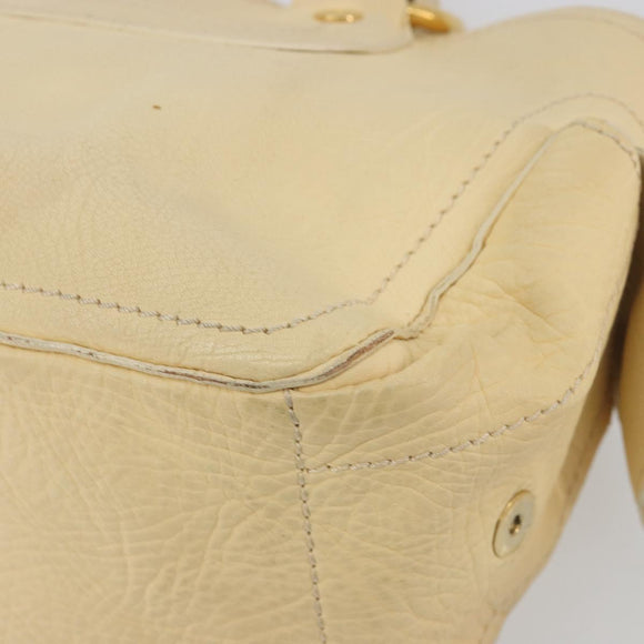 CELINE Boogie Bag Leather Beige Gold Auth 196610