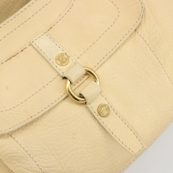 CELINE Boogie Bag Leather Beige Gold Auth 196610