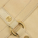 CELINE Boogie Bag Leather Beige Gold Auth 196610-18