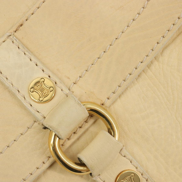 CELINE Boogie Bag Leather Beige Gold Auth 196610