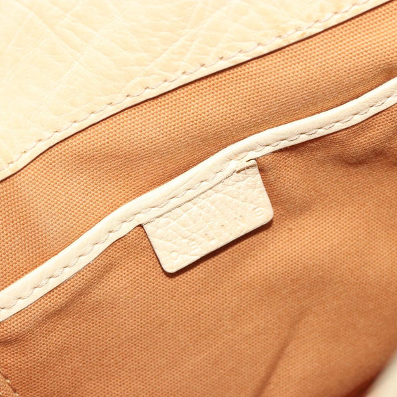 CELINE Boogie Bag Leather Beige Gold Auth 196610