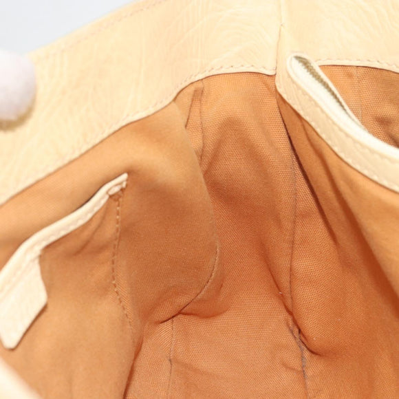CELINE Boogie Bag Leather Beige Gold Auth 196610