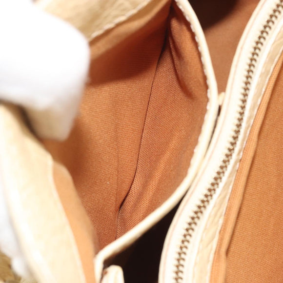CELINE Boogie Bag Leather Beige Gold Auth 196610