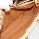 CELINE Boogie Bag Leather Beige Gold Auth 196610-25