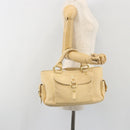 CELINE Boogie Bag Leather Beige Gold Auth 196610-26
