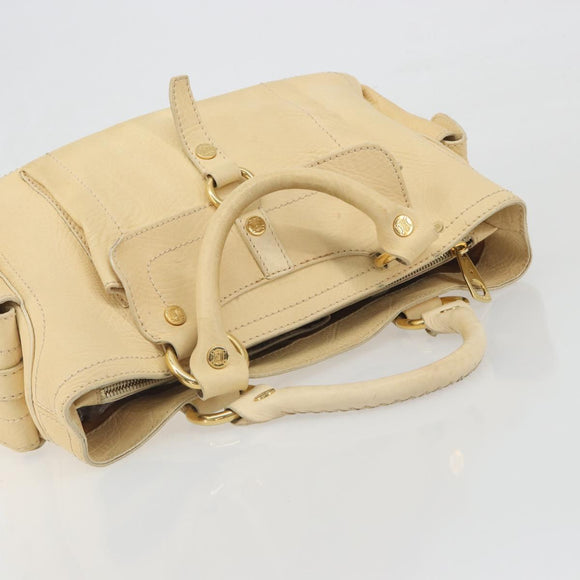 CELINE Boogie Bag Leather Beige Gold Auth 196610