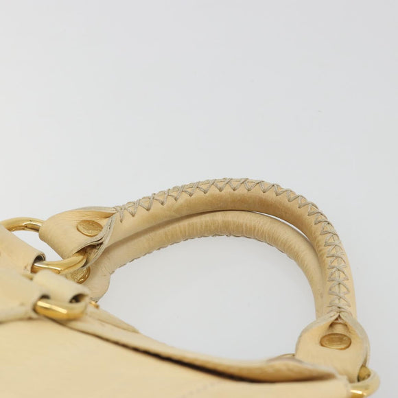 CELINE Boogie Bag Leather Beige Gold Auth 196610