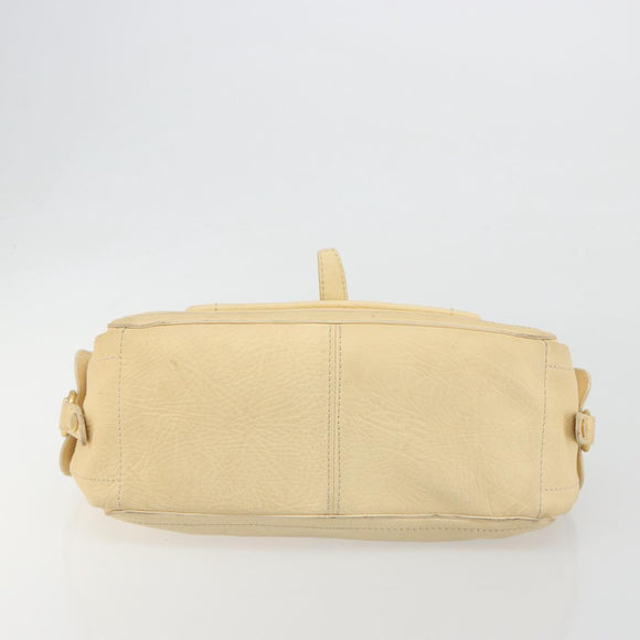 CELINE Boogie Bag Leather Beige Gold Auth 196610