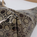 Salvatore Ferragamo Shoulder Bag Vinyl Beige Silver Auth 196611A-10