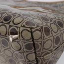 Salvatore Ferragamo Shoulder Bag Vinyl Beige Silver Auth 196611A-12