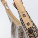 Salvatore Ferragamo Shoulder Bag Vinyl Beige Silver Auth 196611A-14
