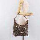 Salvatore Ferragamo Shoulder Bag Vinyl Beige Silver Auth 196611A-23
