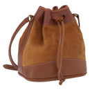 Burberrys Shoulder Bag Leather Suede Brown Gold Auth 196612A-1