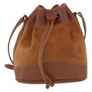 Burberrys Shoulder Bag Leather Suede Brown Gold Auth 196612A-2