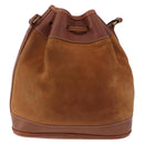 Burberrys Shoulder Bag Leather Suede Brown Gold Auth 196612A-3
