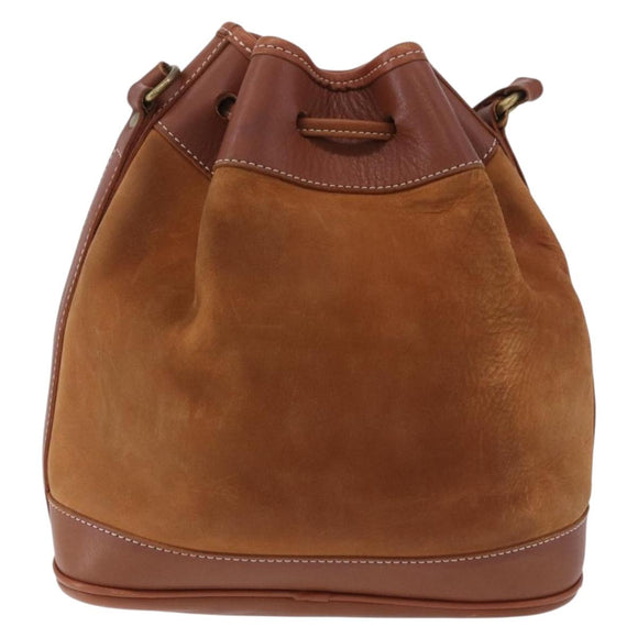 Burberrys Shoulder Bag Leather Suede Brown Gold Auth 196612A