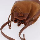 Burberrys Shoulder Bag Leather Suede Brown Gold Auth 196612A-6