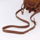 Burberrys Shoulder Bag Leather Suede Brown Gold Auth 196612A-7