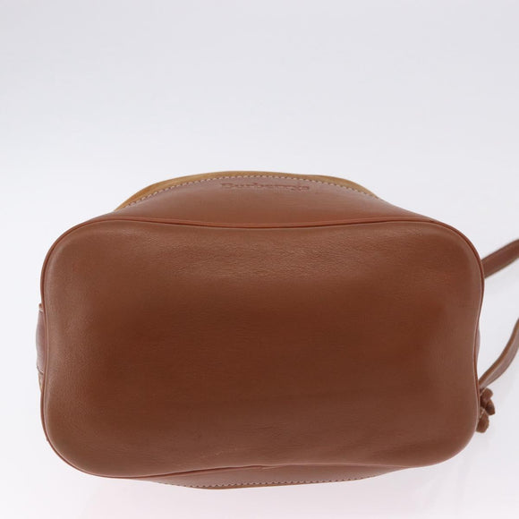 Burberrys Shoulder Bag Leather Suede Brown Gold Auth 196612A