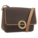 CELINE Macadam Canvas Shoulder Bag PVC Leather Brown Gold Auth 196617-1