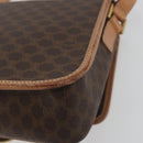 CELINE Macadam Canvas Shoulder Bag PVC Leather Brown Gold Auth 196617-12