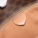 CELINE Macadam Canvas Shoulder Bag PVC Leather Brown Gold Auth 196617-17