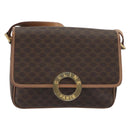 CELINE Macadam Canvas Shoulder Bag PVC Leather Brown Gold Auth 196617-2