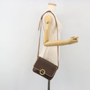 CELINE Macadam Canvas Shoulder Bag PVC Leather Brown Gold Auth 196617-23